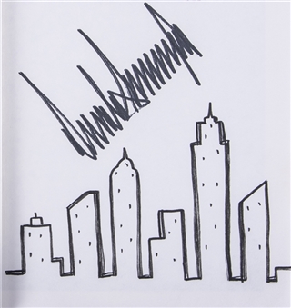 Donald Trump Signed "How to Get Rich" Easton Press Book with Rare New York City Skyline Hand Drawing (JSA)